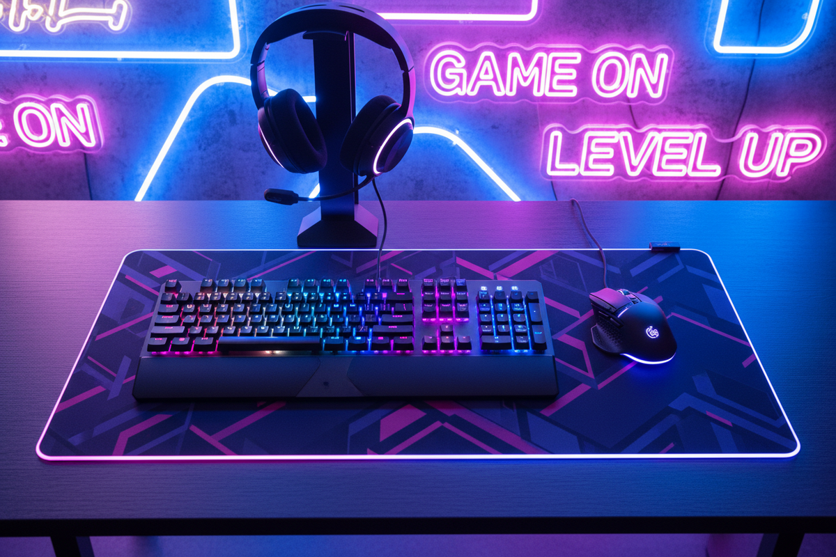 PC and laptop gaming accessories including keyboards, mice, and headsets