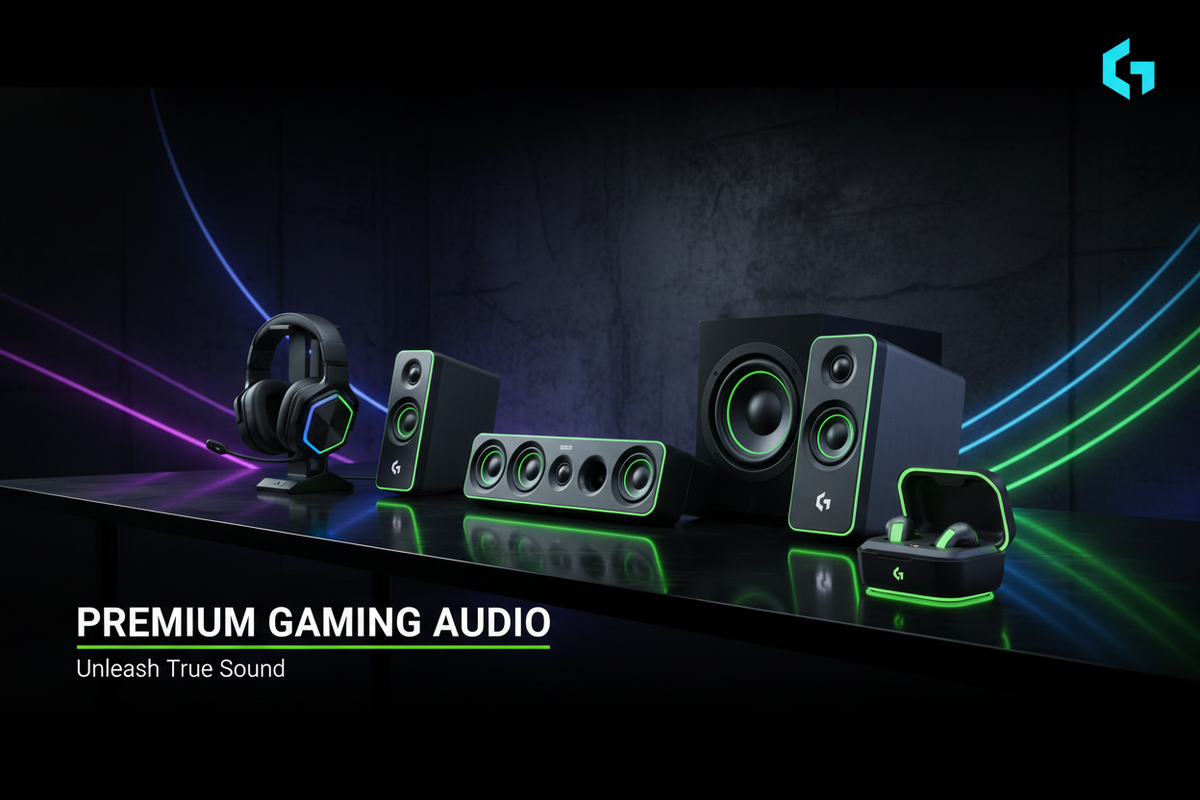 Gaming headsets, surround sound systems, and audio equipment for immersive PC and console gaming