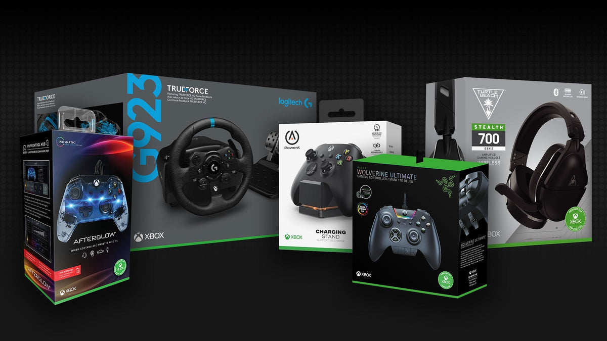 Xbox Series X and Series S accessories including controllers and headsets