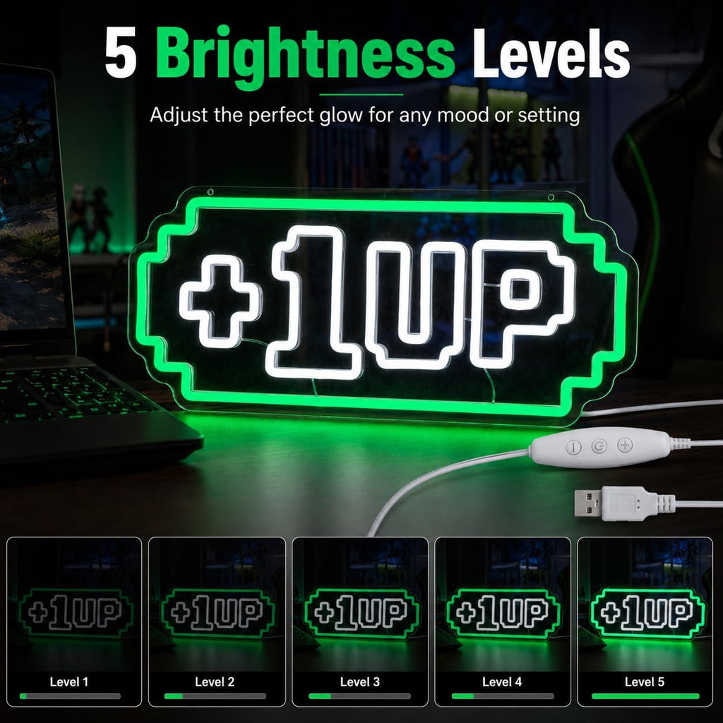 +1UP LED Neon Sign - Flex Gamingproduct_type