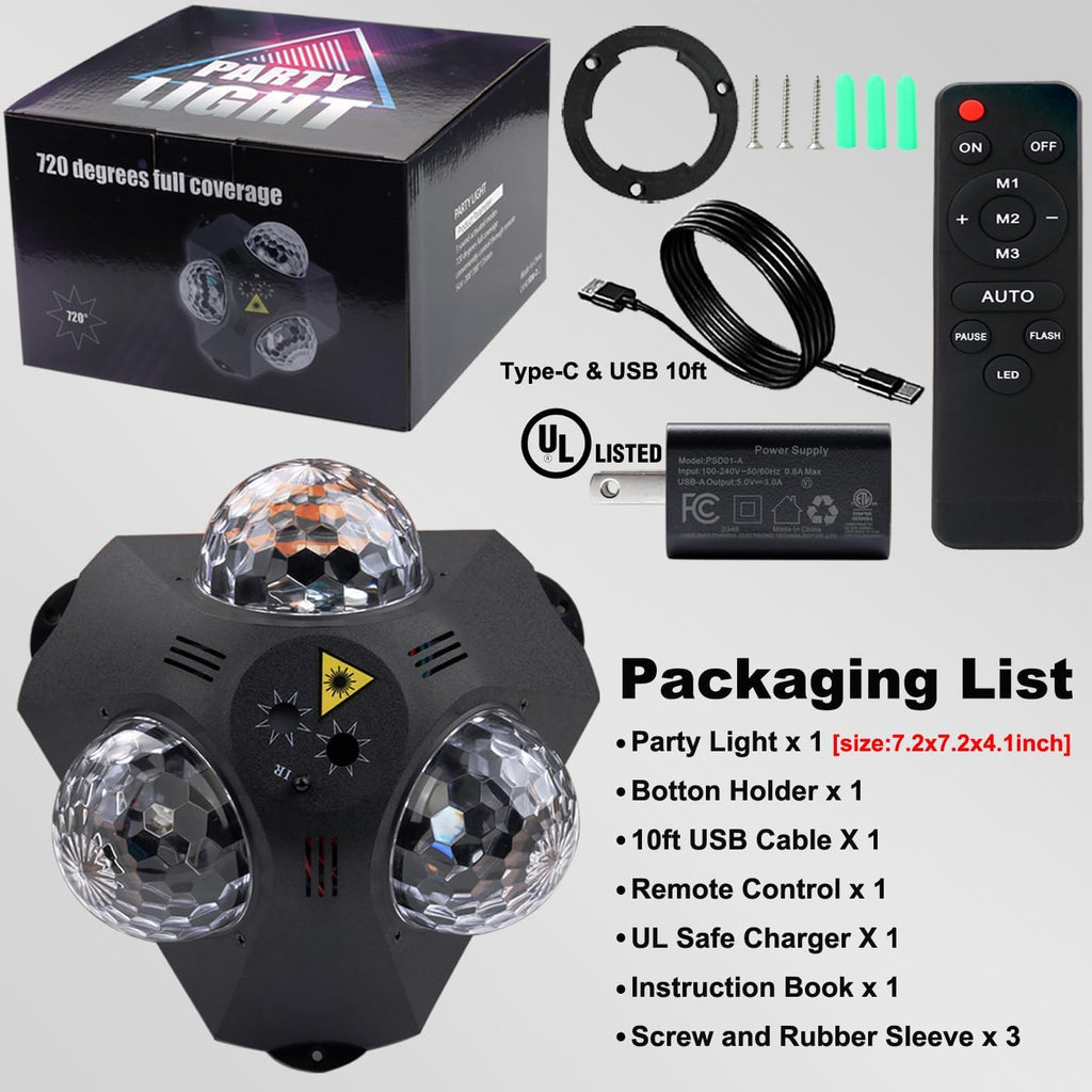 3-Magic Ball Disco Party Light with Dual Laser – 2 Variants - Flex Gamingproduct_type