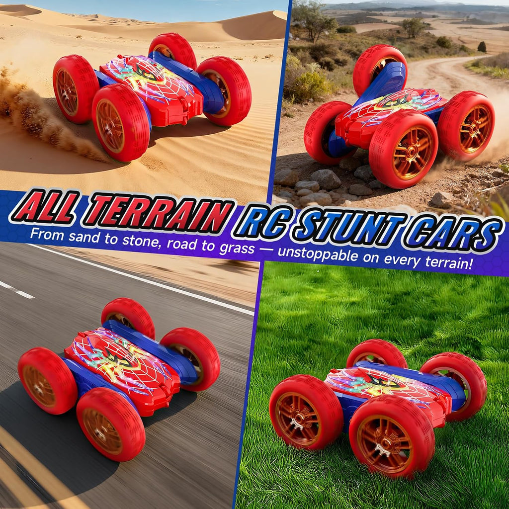 360° Flip RC Stunt Car with Glowing Hero Eyes & LED Lights – 4WD Double-Sided - Flex Gamingproduct_type