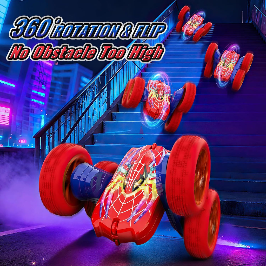 360° Flip RC Stunt Car with Glowing Hero Eyes & LED Lights – 4WD Double-Sided - Flex Gamingproduct_type