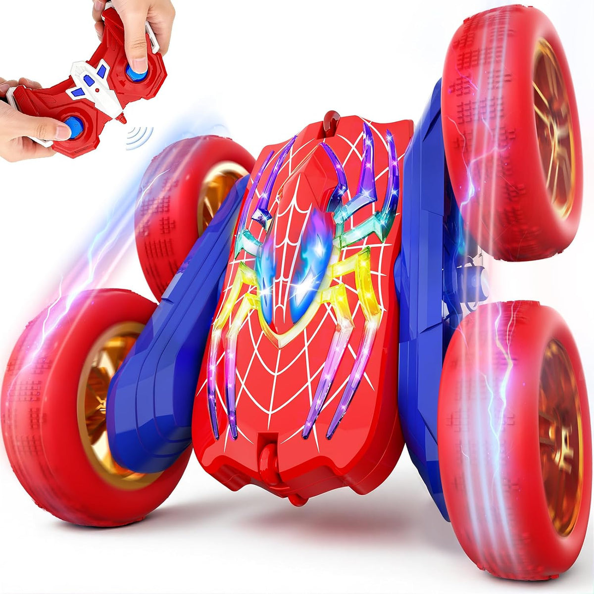 360° Flip RC Stunt Car with Glowing Hero Eyes & LED Lights – 4WD Double-Sided - Flex Gamingproduct_type