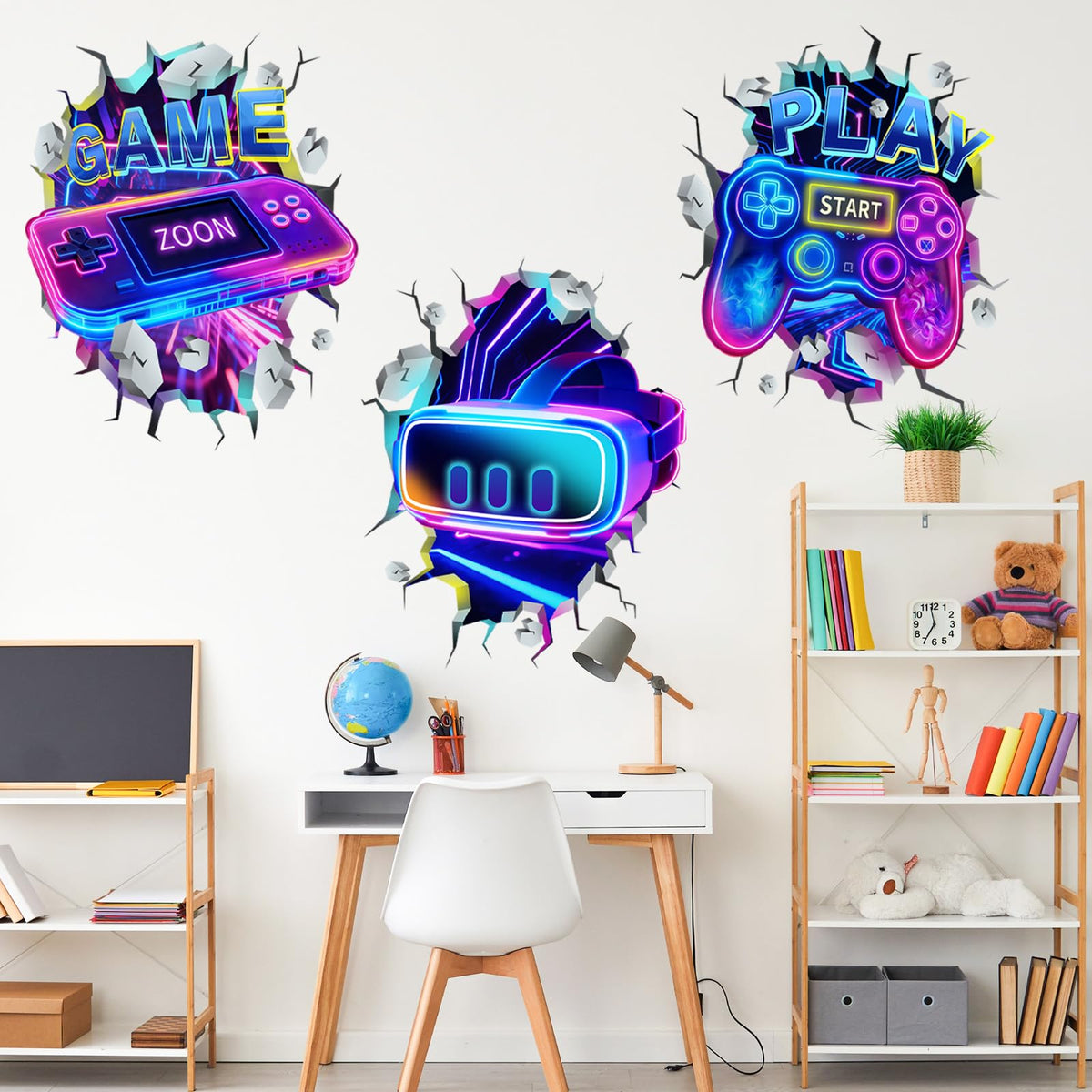 3D Gaming Room Wall Decals – Neon Gamer Stickers – 2 Designs - Flex Gamingproduct_type