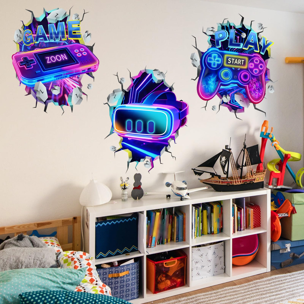 3D Gaming Room Wall Decals – Neon Gamer Stickers – 2 Designs - Flex Gamingproduct_type
