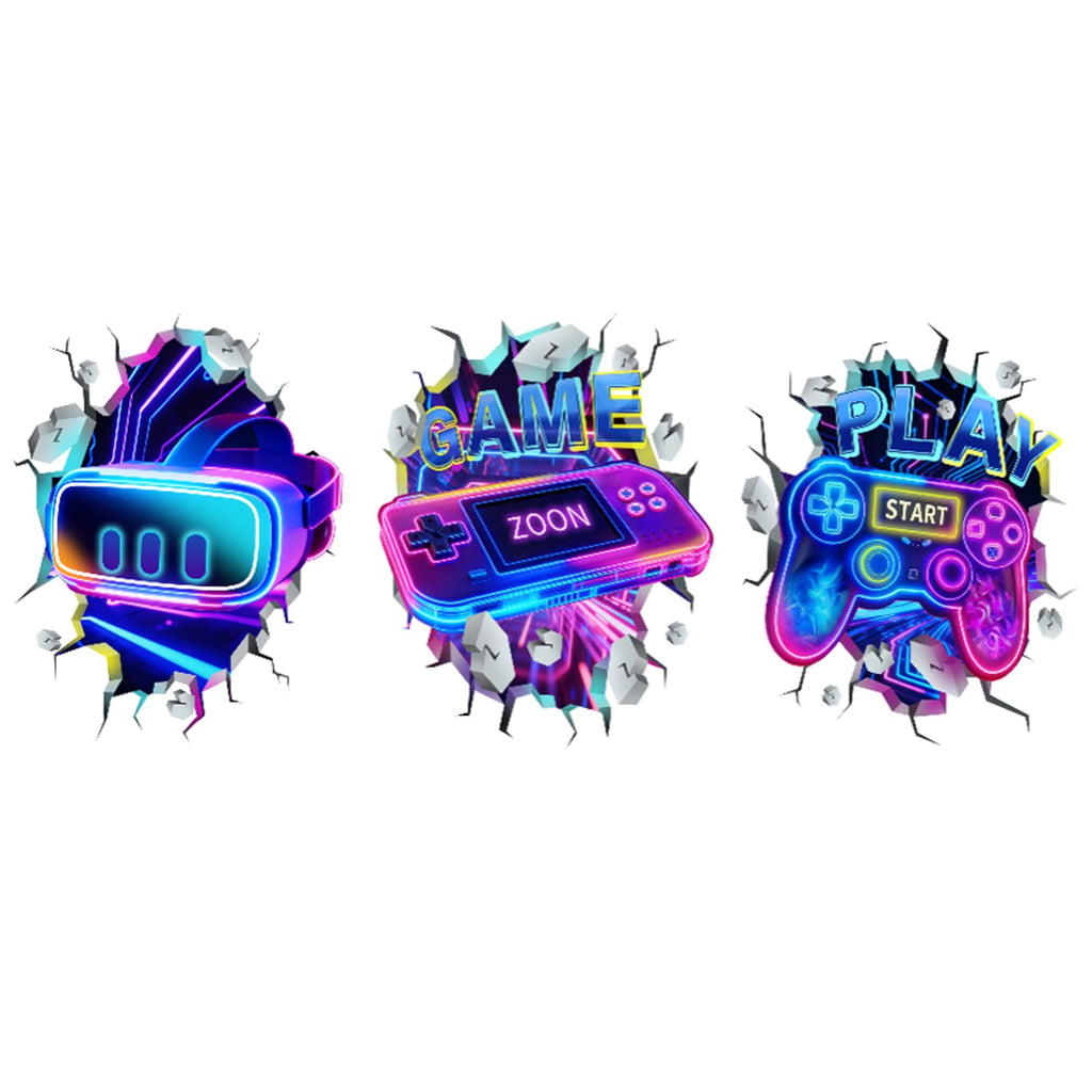 3D Gaming Room Wall Decals – Neon Gamer Stickers – 2 Designs - Flex Gamingproduct_type