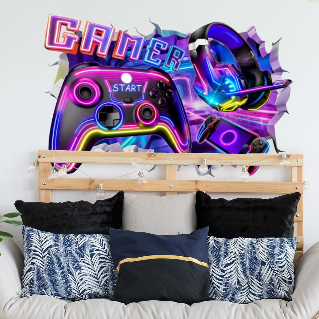 3D Gaming Room Wall Decals – Neon Gamer Stickers – 2 Designs - Flex Gamingproduct_type