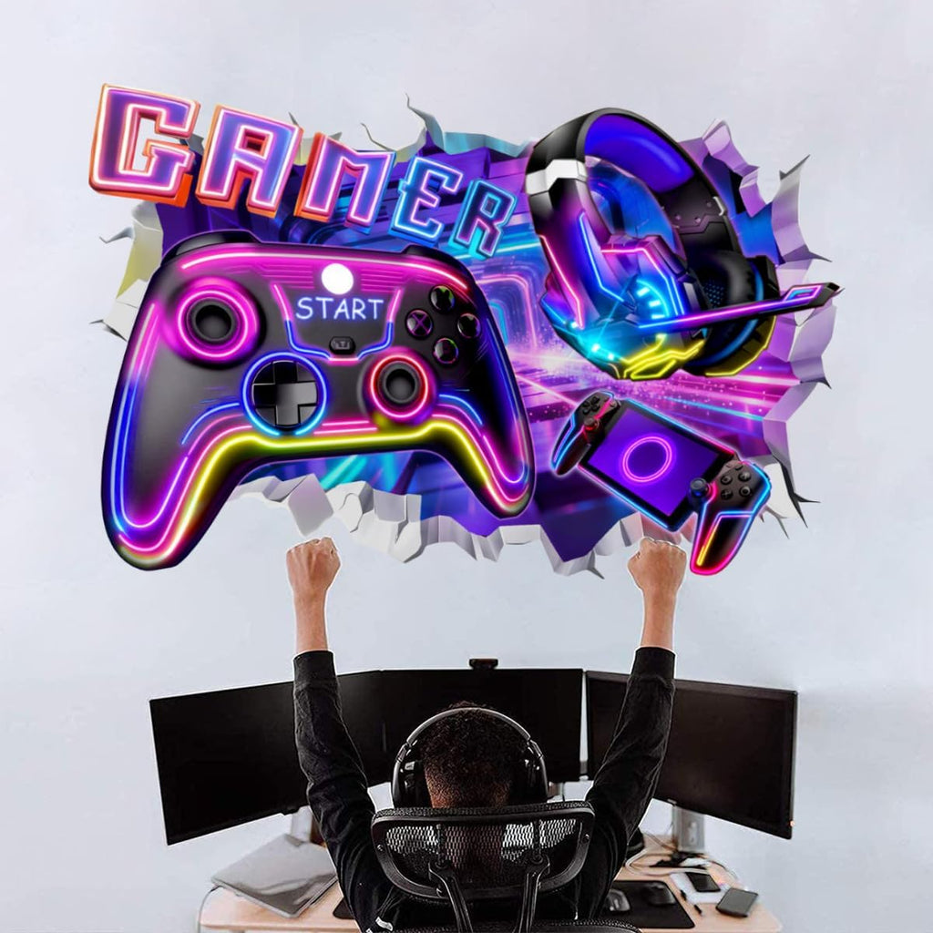3D Gaming Room Wall Decals – Neon Gamer Stickers – 2 Designs - Flex Gamingproduct_type