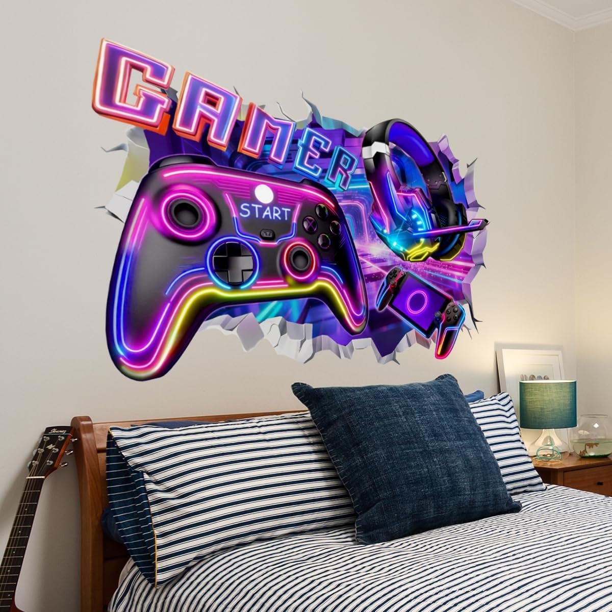 3D Gaming Room Wall Decals – Neon Gamer Stickers – 2 Designs - Flex Gamingproduct_type