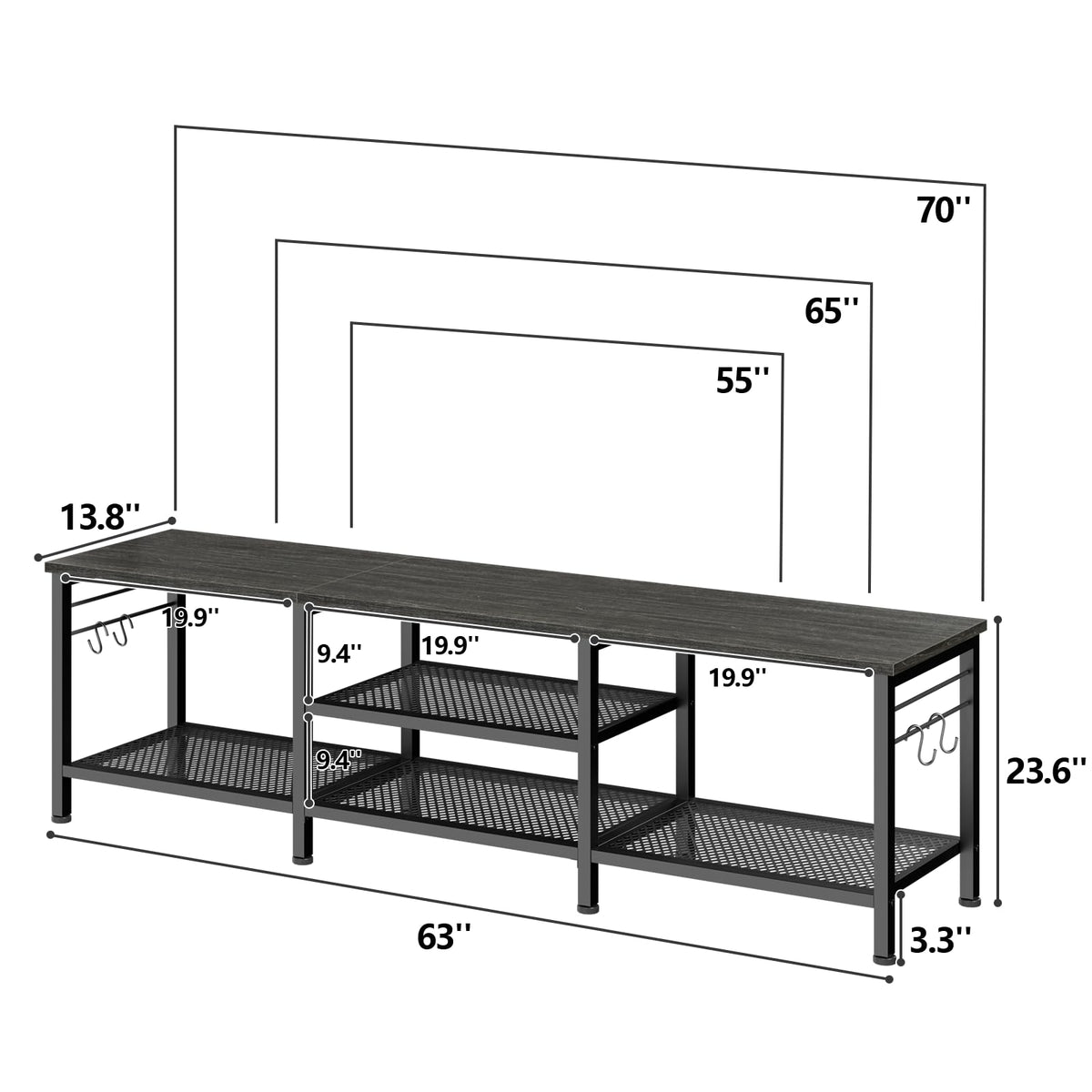Furologee Open-Shelf TV Stand – 5 Size & Color Options