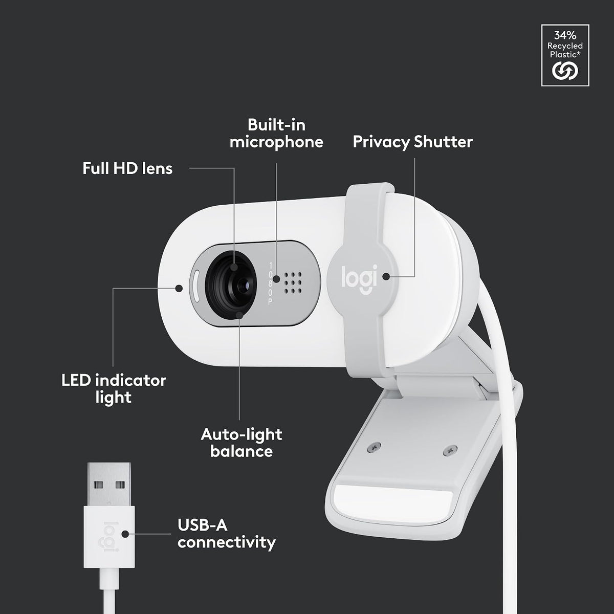 Logitech Brio 101 Full HD 1080p Webcam – 2 Colors & 2 Sizes