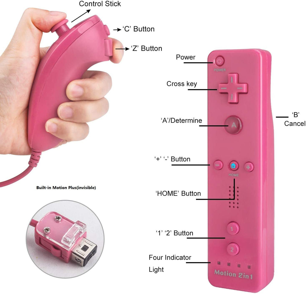 Motion Plus Wii Controllers 2Packs with Nunchucks, Wii Remote Controllers Compatible for wii and Wii U with Built in Motion Plus - Flex Gamingproduct_type