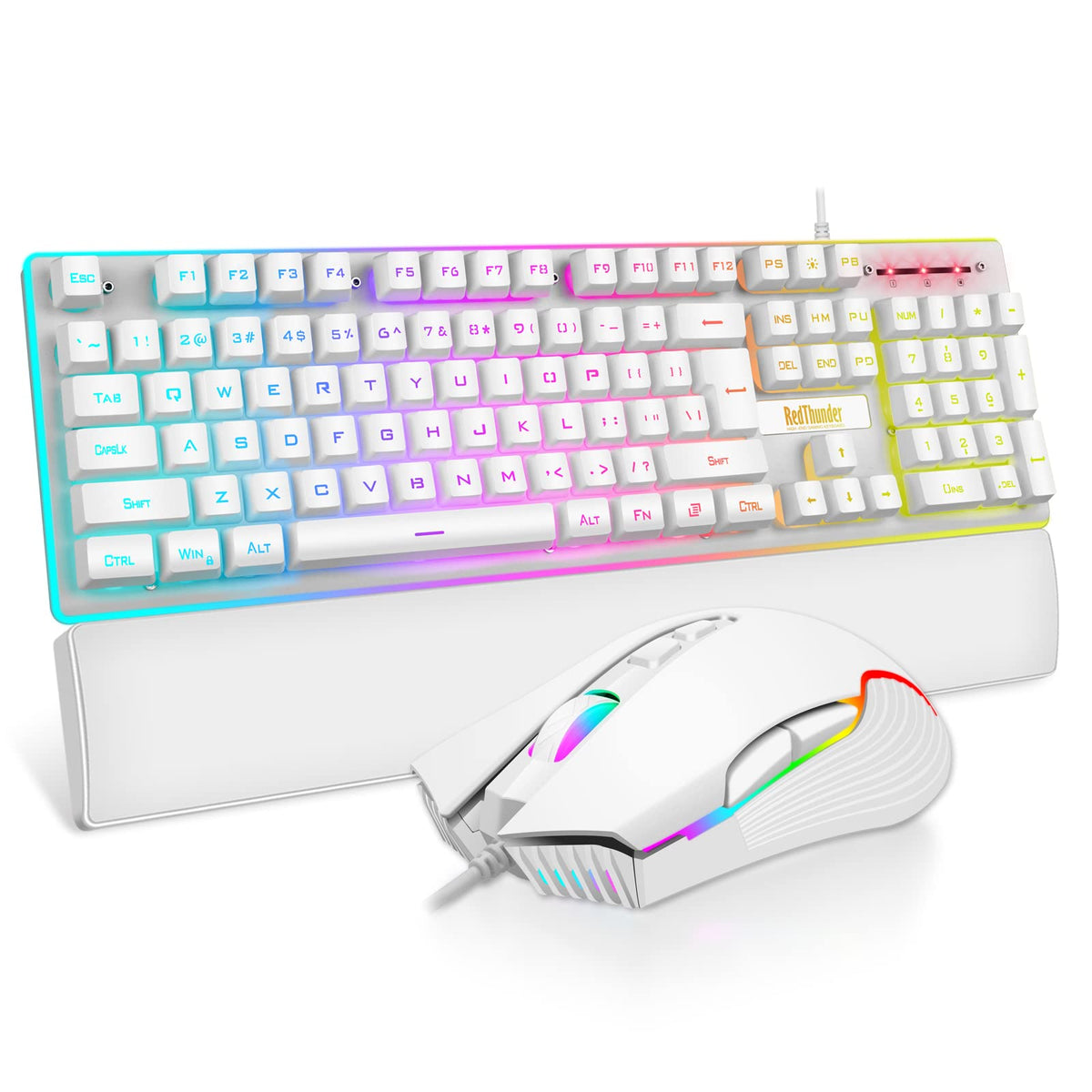 RedThunder K10 Wired Gaming Keyboard and Mouse and Wrist Rest Combo, RGB Backlit, Mechanical Feel Anti-ghosting Keyboard + 7D 7200 DPI Mice+Soft Leather Wrist Rest 3 in 1 PC Gamer Accessories(Black) - Flex Gamingproduct_type