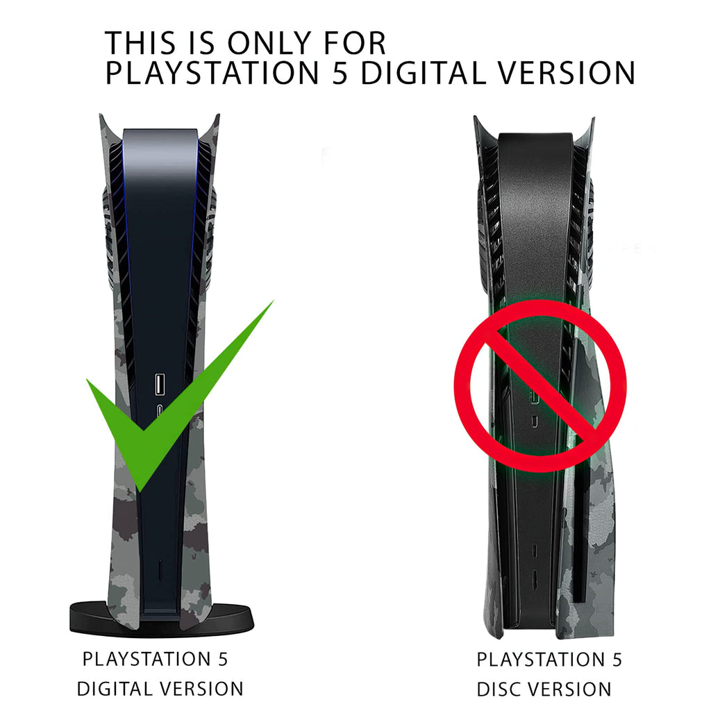 Digital Edition Faceplate Cover Shell with Cooling Vents for PS5 Console Face Plate, Accessories Compatible with PlayStation 5 Protective Replacement Panels (Gray Camouflage) - Flex Gamingproduct_type