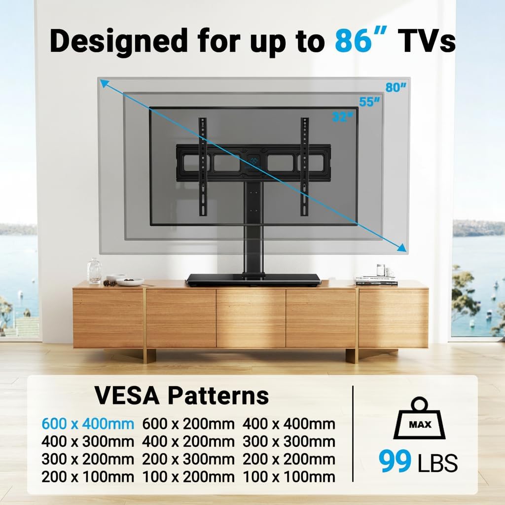 PERLESMITH Universal Swivel TV Stand – 4 Size & Pack Options