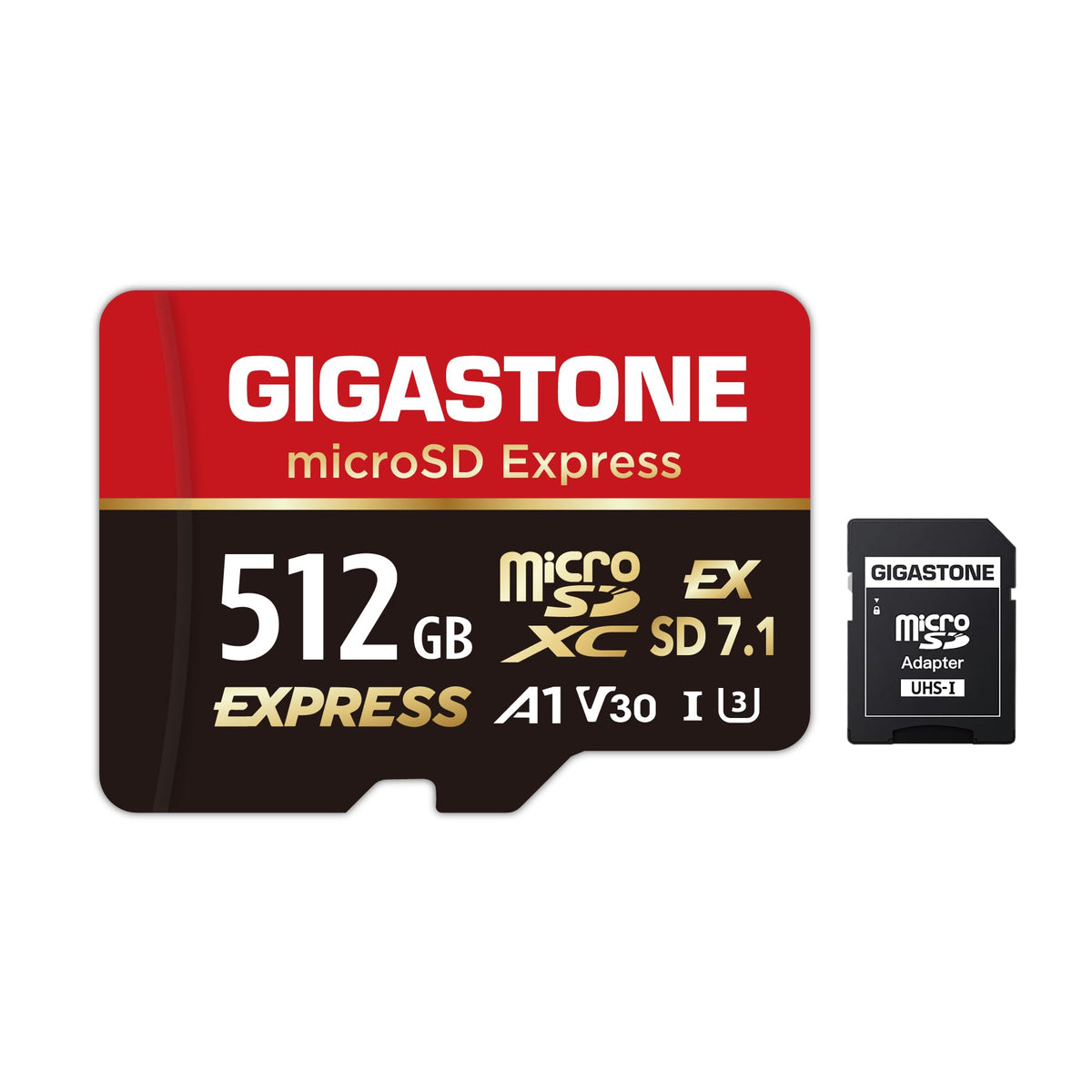 【Designed for Switch 2】 GIGASTONE 512GB microSD Express R/W 880/650MB/s SDXC Memory Card SD 2.0 3.0 5.0 7.1 UHS-I UHS-II, Action Camera Drone, V30 U3, SD Adapter 【5-Years Data Recovery】 - Flex Gamingproduct_type