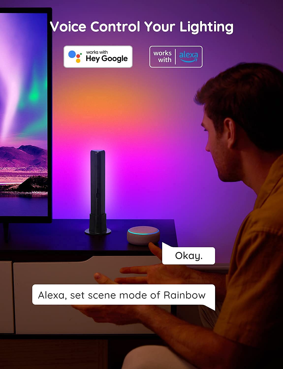 Govee Smart LED Light Bars, Work with Alexa and Google Assistant, RGBICWW WiFi TV Backlights with Scene and Music Modes for Gaming, PC, Living Room Decoration, Black - Flex Gamingproduct_type