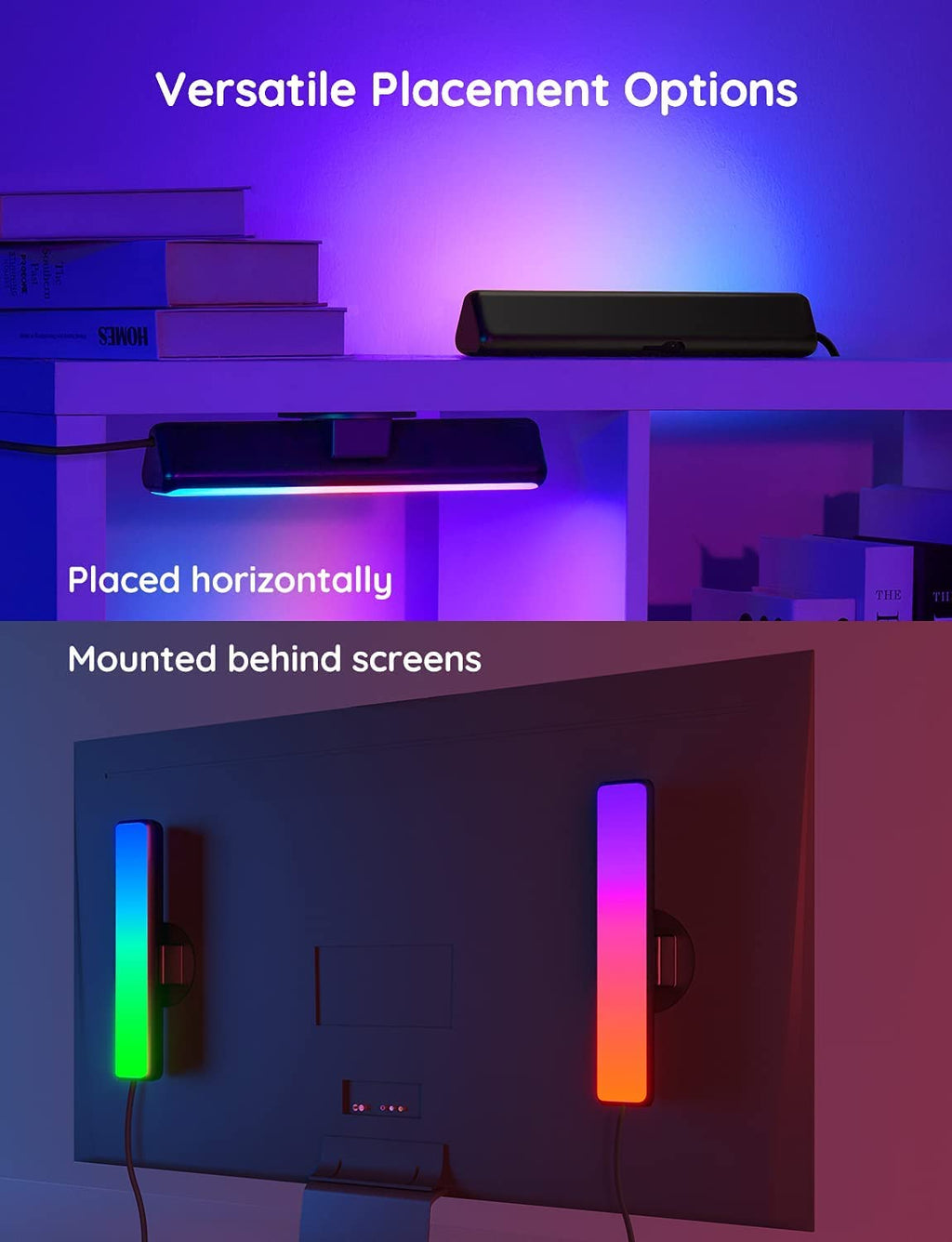 Govee Smart LED Light Bars, Work with Alexa and Google Assistant, RGBICWW WiFi TV Backlights with Scene and Music Modes for Gaming, PC, Living Room Decoration, Black - Flex Gamingproduct_type