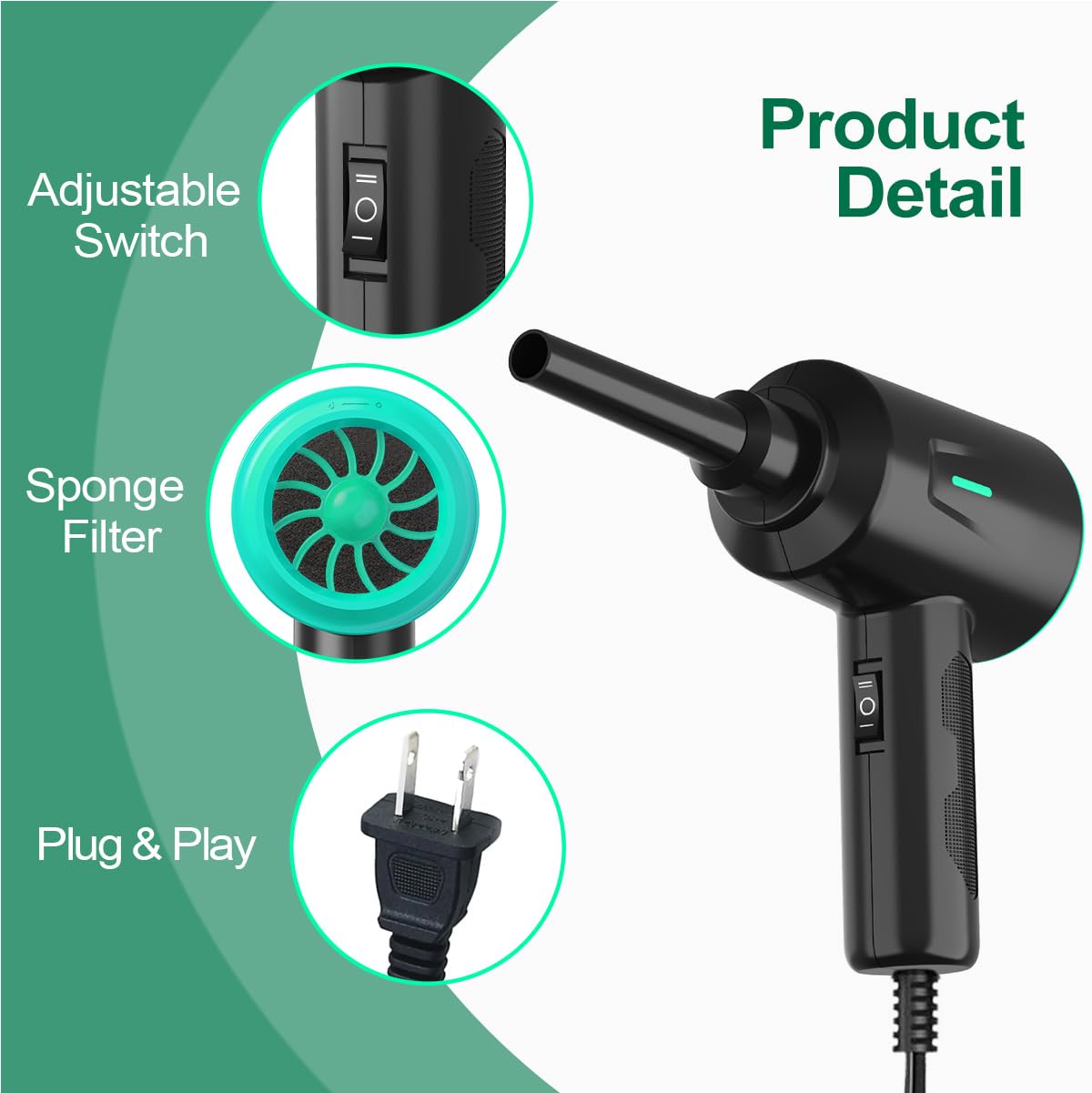 Meudeen Air Duster - Electric Air Blower - 5.74oz High Power Cleaning for Computer - PC - 2 Gear Compressed Air - Flex Gamingproduct_type