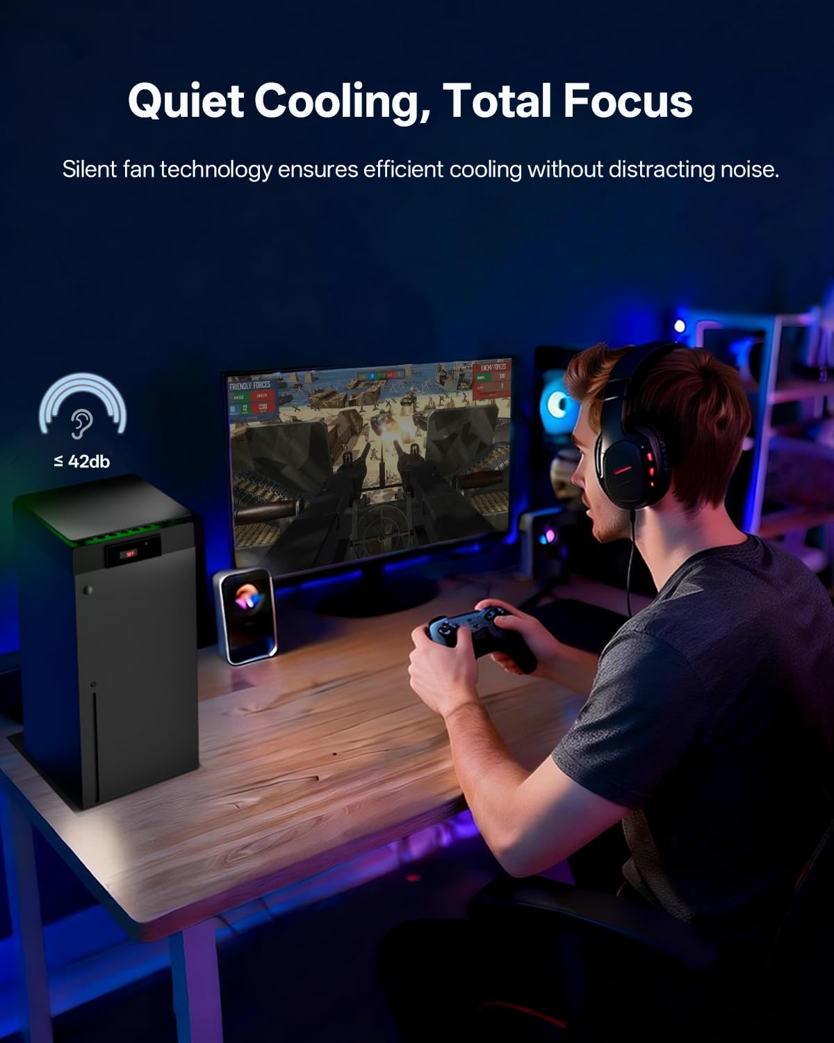 DEPGI Cooling Fan for Xbox Series x, Featuring Automatic Fan Speed Adjustment Based on Temperature, LED Display Screen, Low Noise, Easy Installation, 3 speeds, with RGB LED - Flex Gamingproduct_type