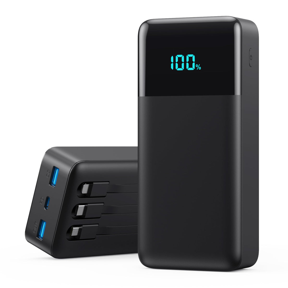 Pxwaxpy 25W Portable Power Bank with 3 Built-In Cables – 6 Options