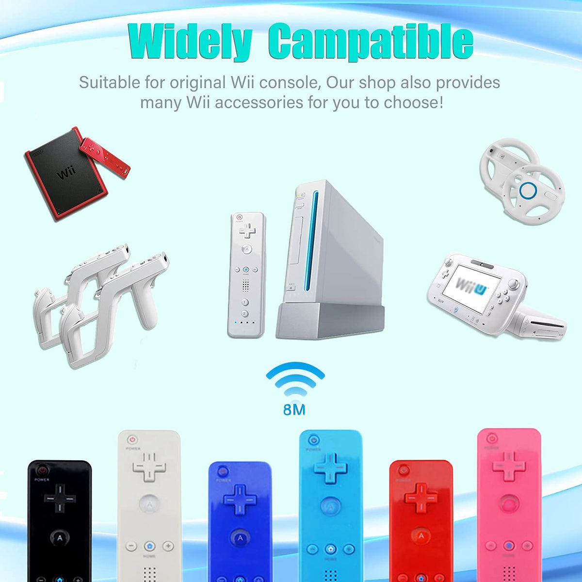 Motion Plus Wii Controllers 2Packs with Nunchucks, Wii Remote Controllers Compatible for wii and Wii U with Built in Motion Plus - Flex Gamingproduct_type