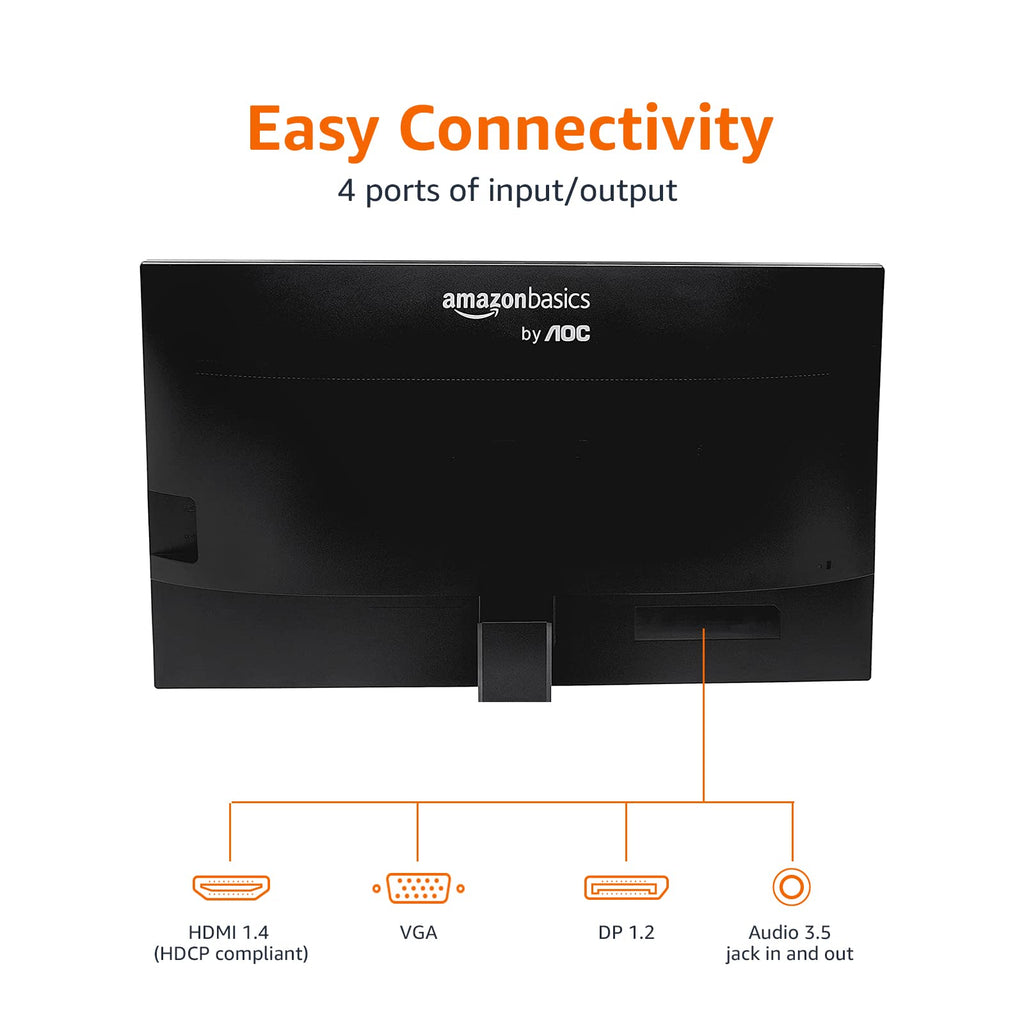 Amazon Basics 24-inch Full HD IPS Monitor, 75 Hz, 1080P, HDMI, Display Port and VGA Input, Adjustable Stand, VESA Compatible, Built-in Speakers for Office and Home, Black - Flex Gamingproduct_type