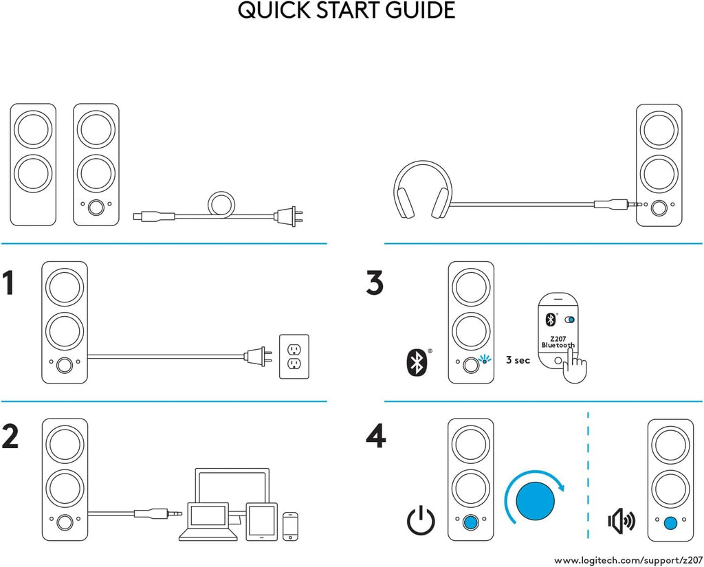 Logitech Z207 2.0 Bluetooth Stereo Computer Speakers – 2 Colors