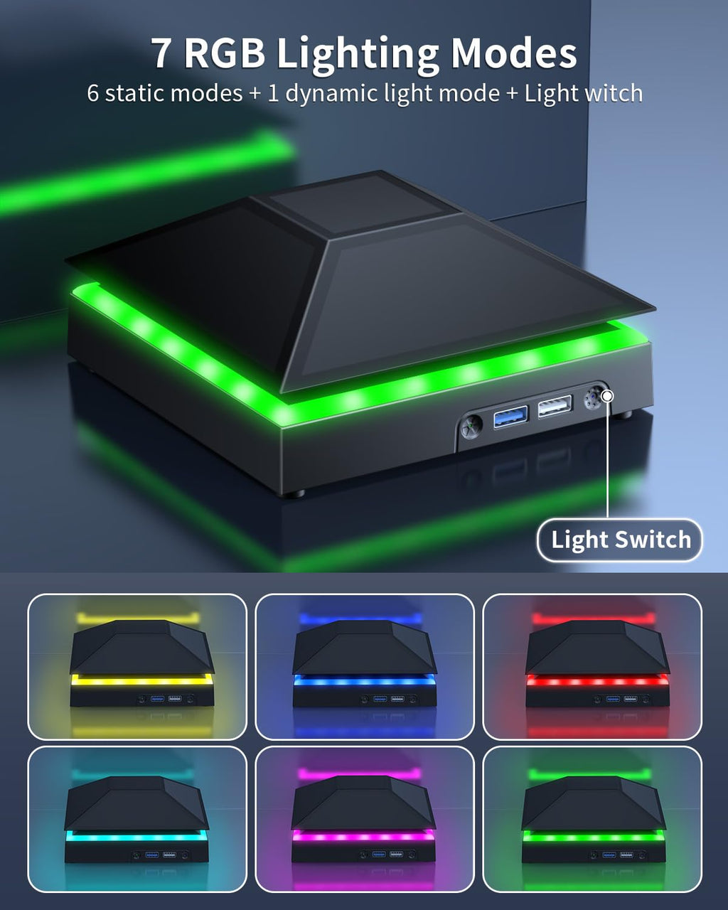 MENEEA Cooling Fan Dust Proof for Xbox Series X Console with Colorful Light Strip,Dust Cover Filter,Rubber Dust Plugs,Low Noise Top Fan with 3 Gears,Cooler&Light Independent Touch Switch, 2 USB Port - Flex Gamingproduct_type