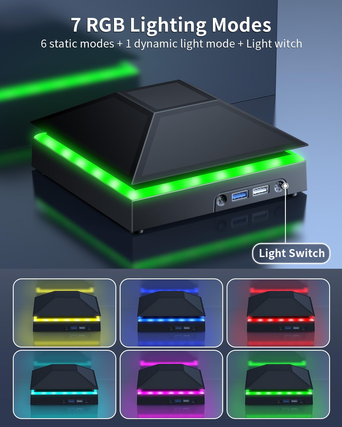 MENEEA Cooling Fan Dust Proof for Xbox Series X Console with Colorful Light Strip,Dust Cover Filter,Rubber Dust Plugs,Low Noise Top Fan with 3 Gears,Cooler&Light Independent Touch Switch, 2 USB Port - Flex Gamingproduct_type