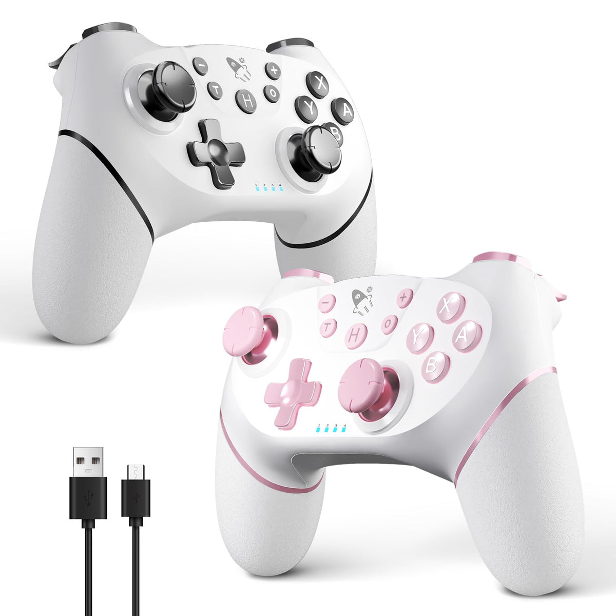 AceGamer Wireless Pro Controller for Nintendo Switch/Lite/OLED/Switch 2/PC, 2 pack, Hall Effect Joystick for Switch 2 Pro Controller with Wake-Up/Dual Vibration/Turbo/Ergonomic ! (Black&White) - Flex Gamingproduct_type