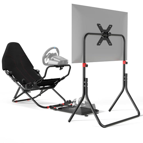 DIWANGUS Racing Simulator Cockpit with TV Stand, Foldable Racing Wheel Stand with TV Mount and Seat, Sim Racing Cockpit Compatible with Logitech G29/920/923/27/25, Thrustmaster T248/X/T300RS/T150/458/TX for Xbox PS4 PS5 - Flex Gamingproduct_type