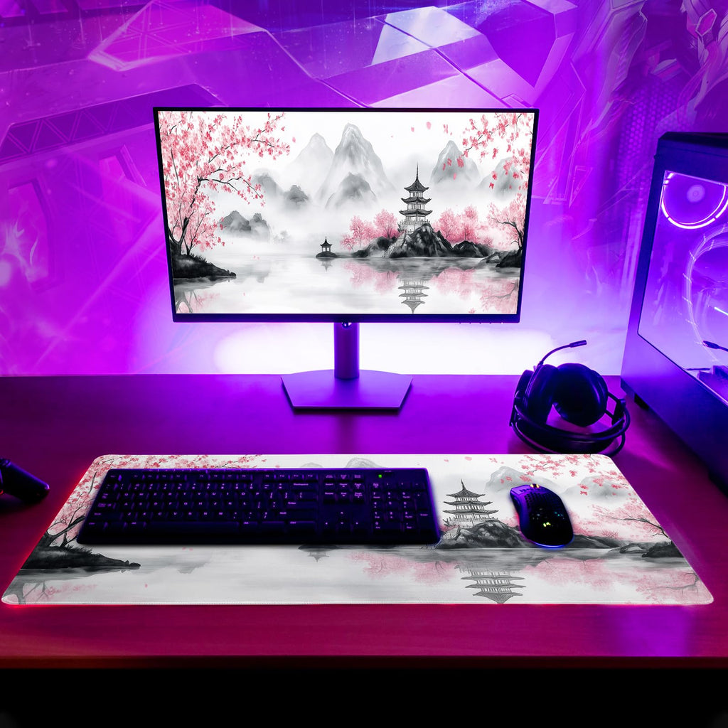 White Ukiyo-e Style Sports Car Large Gaming Mouse Pad Desktop Mat 31.5x11.8 Inch - Non-Slip Rubber Base - for Gamers - Perfect for Gamers & PC Enthusiasts - Flex Gamingproduct_type