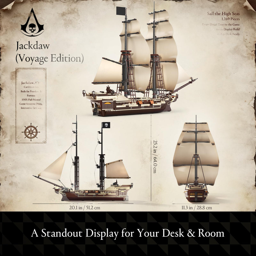 Wise Block Assassin's Creed Black Flag – Jackdaw Pirate Ship Building Set – 2 Sizes
