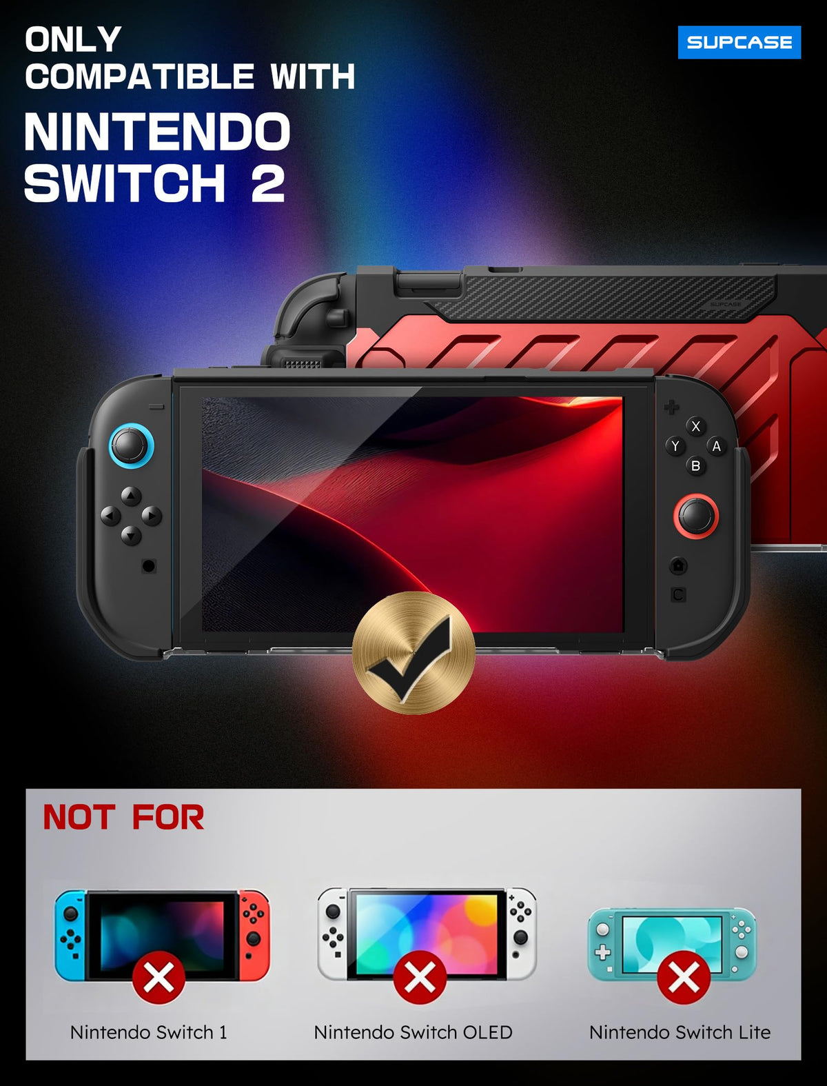 SUPCASE Unicorn Beetle Pro Case for Nintendo Switch 2 2025, [Military-Grade Protection] [Joy Con Remove Friendly] Dockable Integrated Cover Accessories Compatible with Switch 2, Black - Flex Gamingproduct_type