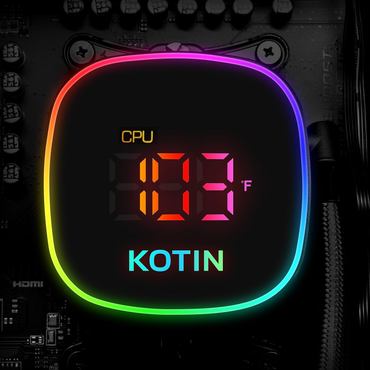 KOTIN Prebuilt Gaming PC RTX 5070 12GB, Ryzen 7 9700X, 32GB DDR5, 1TB SSD | 11.3in Secondary Display, 850W 80+ Gold PSU, 360mm Liquid Cooler, WiFi 7, 1440p 4K ARGB Windows 11 Gaming Desktop Computer - Flex Gamingproduct_type