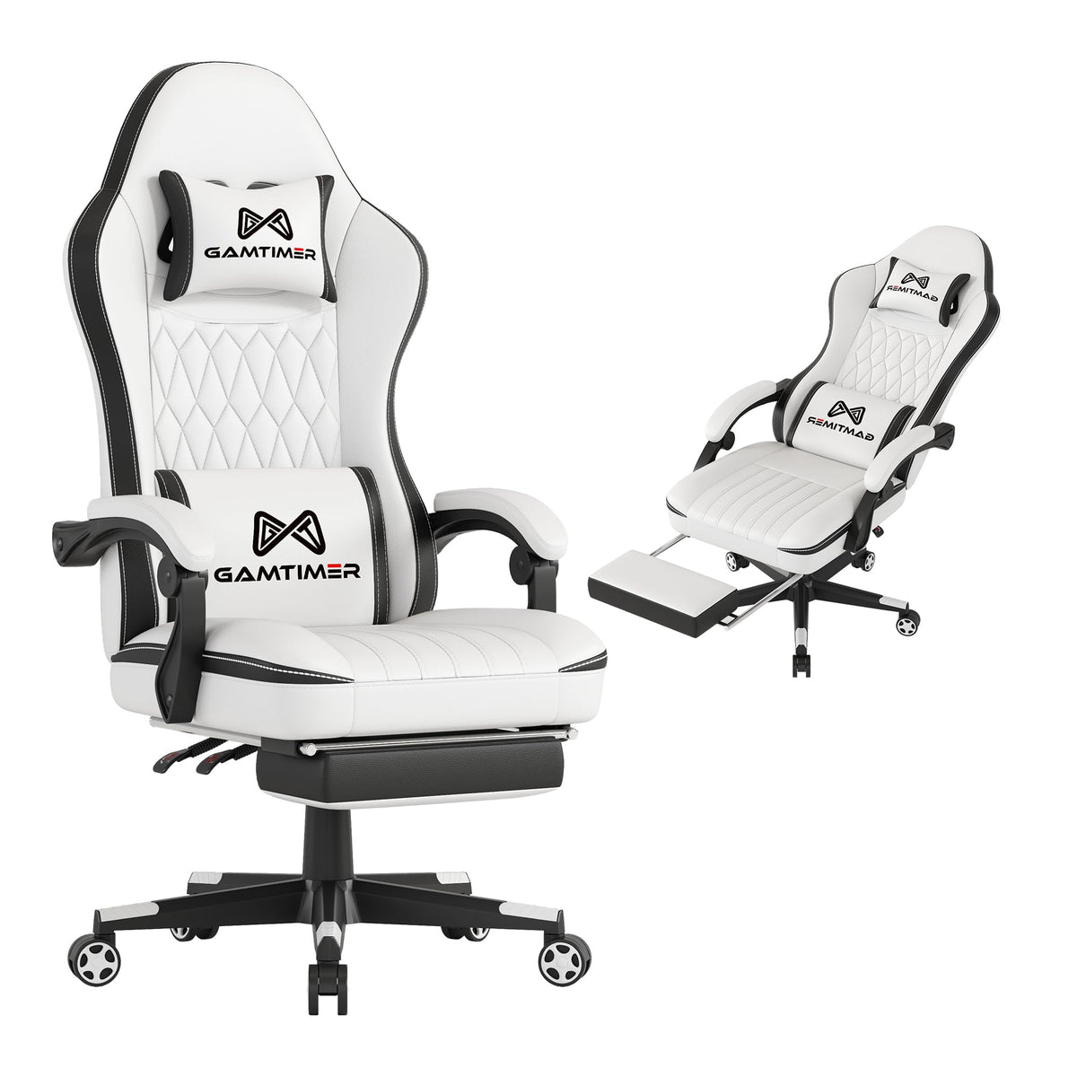 Gamtimer Gaming Chair with Footrest, Ergonomic Computer Chair, PU Breathable Material with Headrest and Lumbar Support, Suitable for Silla Gamer and Adults（Grey） - Flex Gamingproduct_type