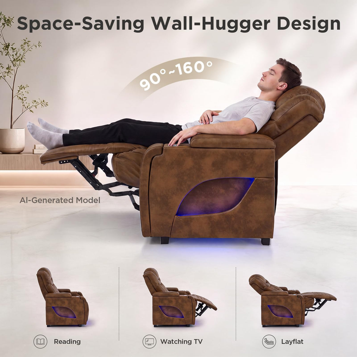 URRED Power Recliner Sofa for Home Theater – 3 Sizes & 4 Colors
