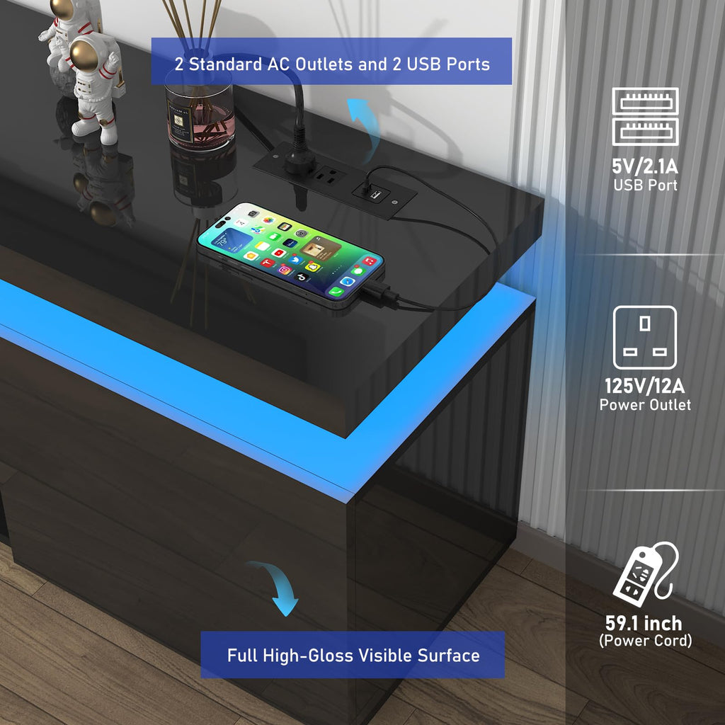 Hlivelood LED TV Stand with Storage & RGB Lights – 13 Options