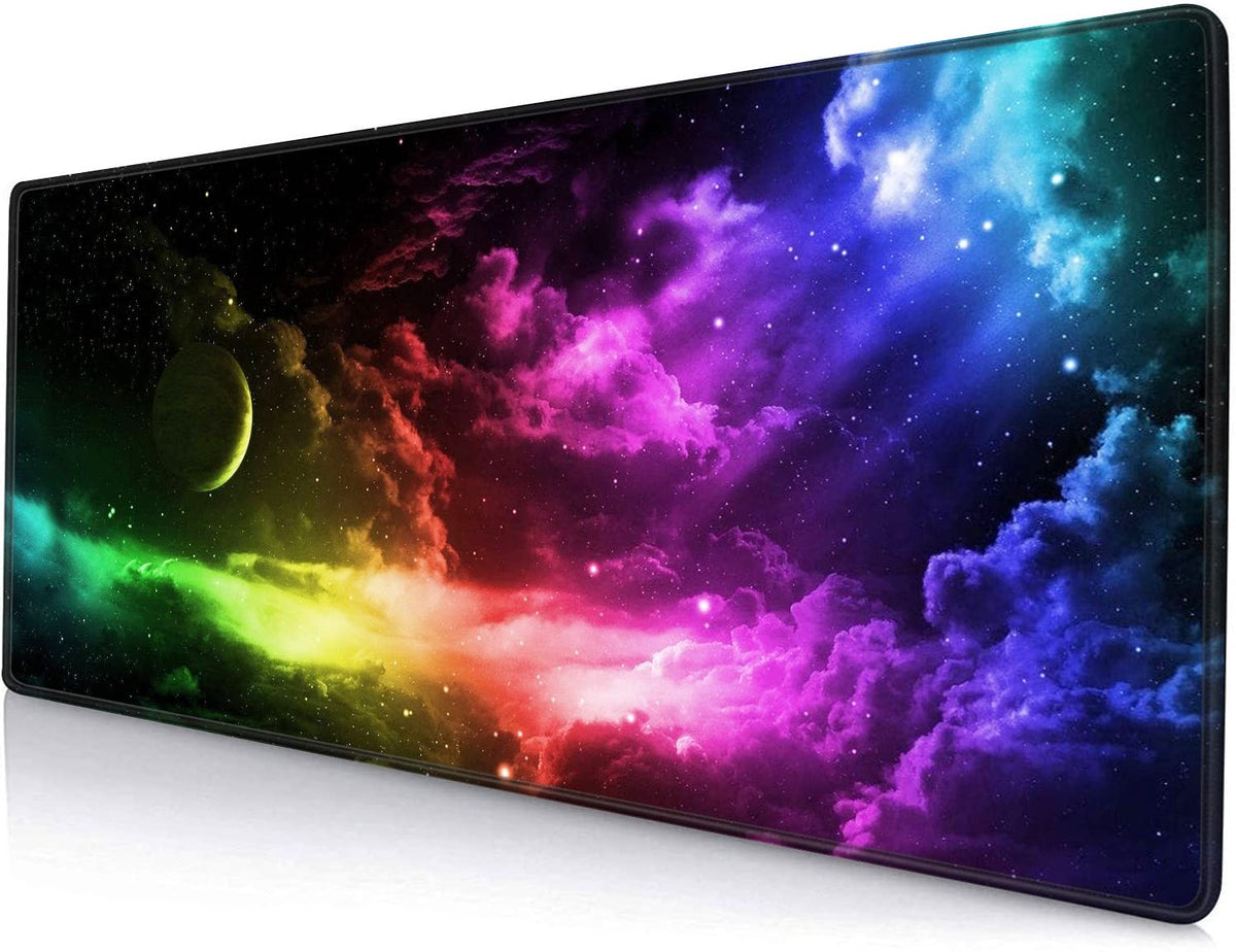 Gaming Mouse Pad, Large Non-Slip Rubber Base Mousepad, Keyboard Mouse Mat, Desk Pad with Stitched Edges, 31.5x11.8inch, Dazzling Galaxy - Flex Gamingproduct_type