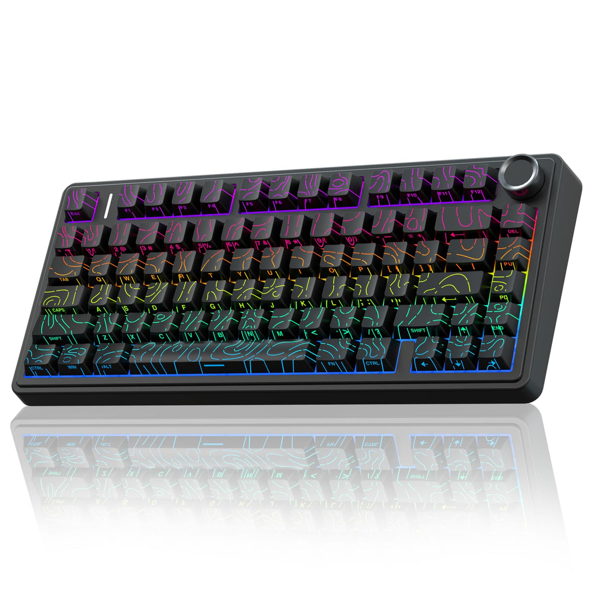 AULA F75 Pro Wireless Mechanical Keyboard,75% Hot Swappable Custom Keyboard with Knob,RGB Backlit,Pre-lubed Reaper Switches,Side Printed PBT Keycaps,2.4GHz/USB-C/BT5.0 Mechanical Gaming Keyboards - Flex Gamingproduct_type