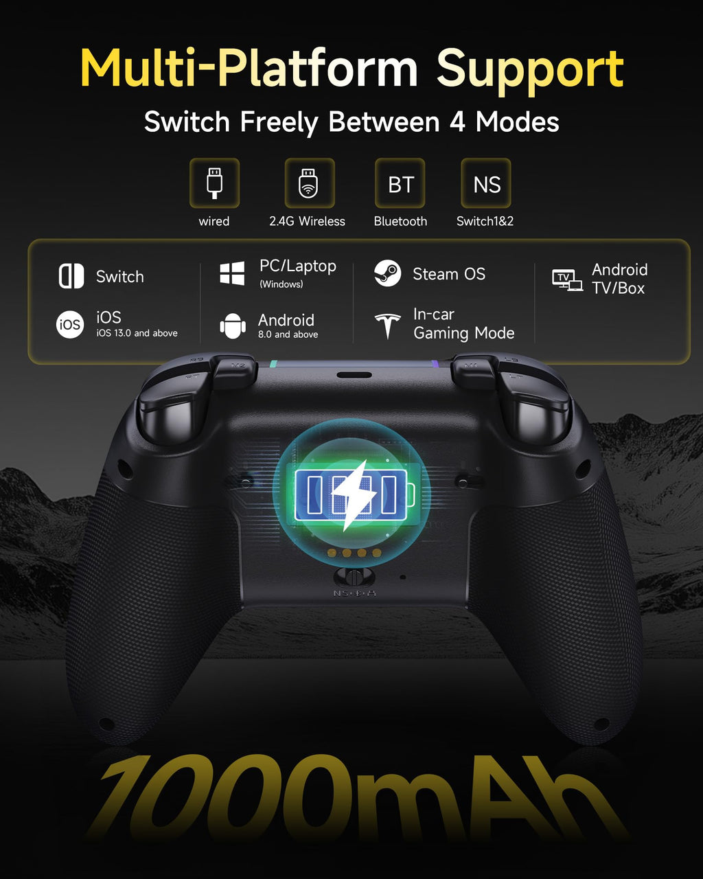 EasySMX X05Pro Wireless PC Gaming Controller with Smart Charging Dock – Full Quiet Buttons, Dual-Stage Linear Triggers, 8-Way D-Pad, Programmable Buttons, Hall Effect Joysticks, 1000mAh Long Battery Life, 1000Hz Polling Rate, Compatible with PC/Switch/And - Flex Gamingproduct_type