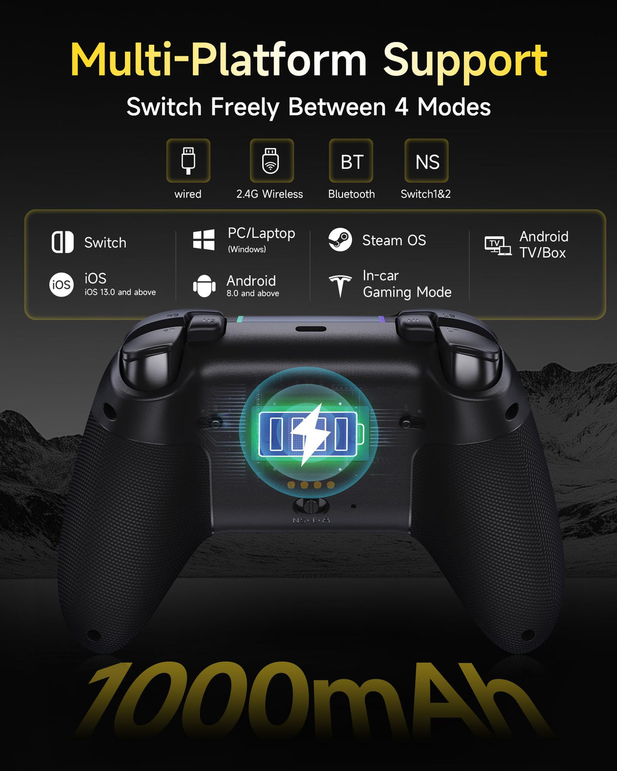 EasySMX X05Pro Wireless PC Gaming Controller with Smart Charging Dock – Full Quiet Buttons, Dual-Stage Linear Triggers, 8-Way D-Pad, Programmable Buttons, Hall Effect Joysticks, 1000mAh Long Battery Life, 1000Hz Polling Rate, Compatible with PC/Switch/And - Flex Gamingproduct_type