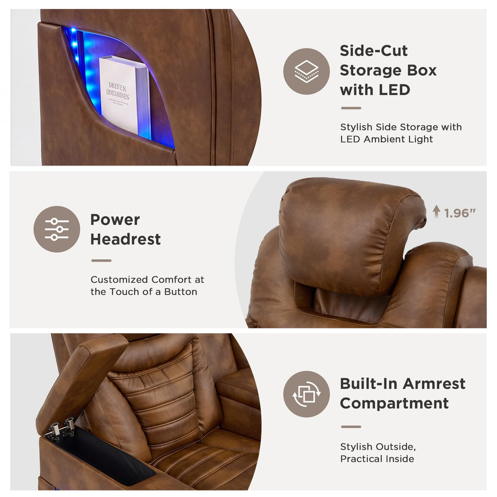 URRED Power Recliner Sofa for Home Theater – 3 Sizes & 4 Colors