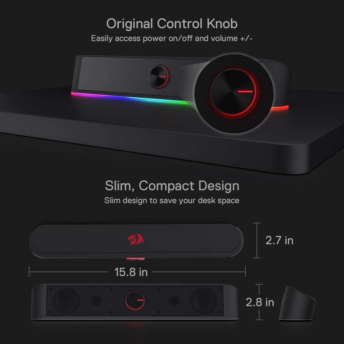 Redragon GS560 RGB Desktop Soundbar – 3 Colors
