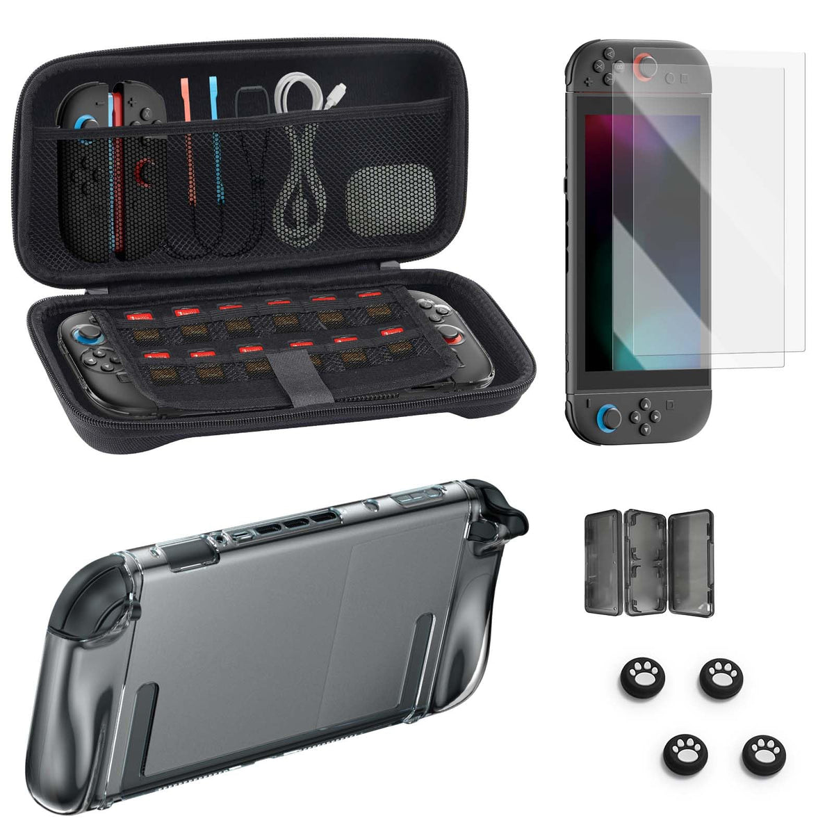 Pro Controllers Accessories Bundle for Nintendo Switch 2 18-in-1: Carrying Case, Screen Protector, Thumb Grip for Joycon, Dockable Console Protective Cover Shell, Steering Wheel, 2025 Switch2 Game Kit - Flex Gamingproduct_type