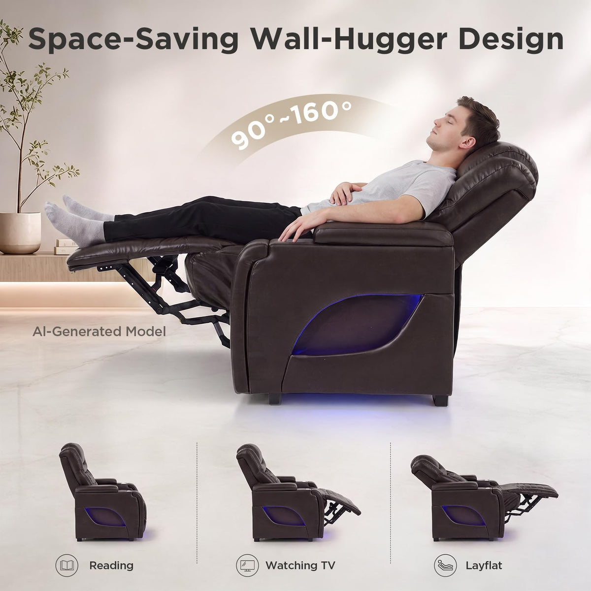 URRED Power Recliner Sofa for Home Theater – 3 Sizes & 4 Colors