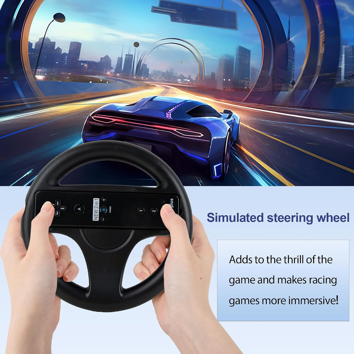 DTianSir 4Pcs Mario Kart Steering Wheels and Zapper Light Gun Compatible with Nintendo Wii/Wii U Remote Controller(Black) [Video Game] - Flex Gamingproduct_type