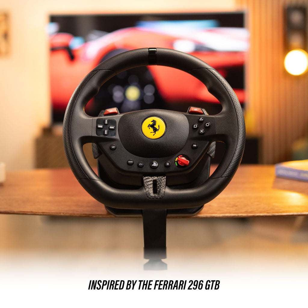 Thrustmaster T98 P Ferrari Licensed Racing Wheel & Pedal Set - PS5 & PC | 240-degree rotation, bungee-cord resistance, paddle shifters, 3 driving modes, Hall-Effect sensors, tool-free desk clamp - Flex Gamingproduct_type